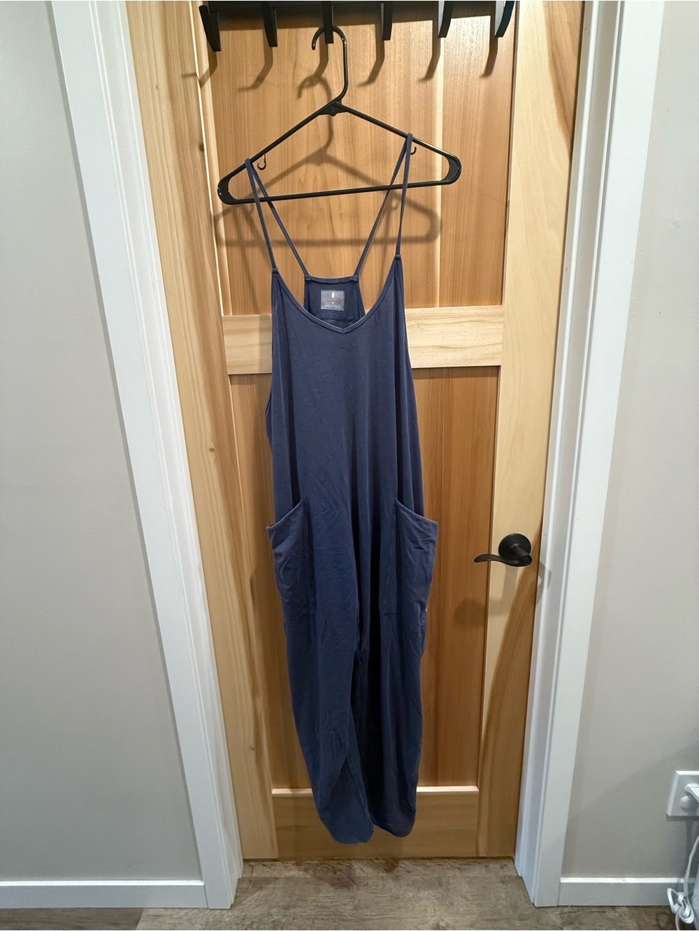 Free People Navy Blue Strappy Wide-Leg Jumpsuit